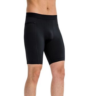 Mens Compression Biker Shorts with Side Pockets and Moisture-Wicking Stretch Fabric