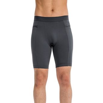 Mens Compression Biker Shorts with Side Pockets and Moisture-Wicking Stretch Fabric