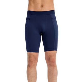Mens Compression Biker Shorts with Side Pockets and Moisture-Wicking Stretch Fabric