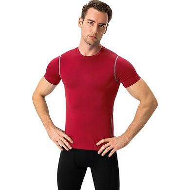 Mens Short Sleeve Compression Shirt with Stretch Fit and Moisture-Wicking Fabric
