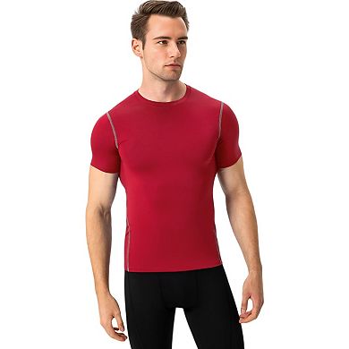 Mens Short Sleeve Compression Shirt with Stretch Fit and Moisture-Wicking Fabric