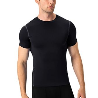 Mens Short Sleeve Compression Shirt with Stretch Fit and Moisture-Wicking Fabric