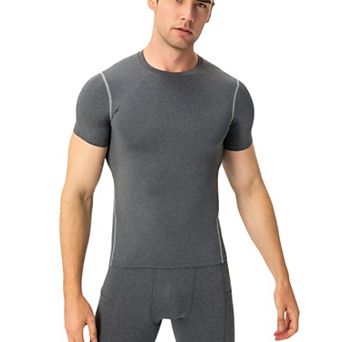 Mens Short Sleeve Compression Shirt with Stretch Fit and Moisture-Wicking Fabric