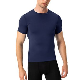 Mens Short Sleeve Compression Shirt with Stretch Fit and Moisture-Wicking Fabric