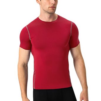 Mens Short Sleeve Compression Shirt with Stretch Fit and Moisture-Wicking Fabric