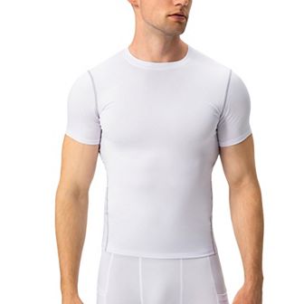 Mens Short Sleeve Compression Shirt with Stretch Fit and Moisture-Wicking Fabric