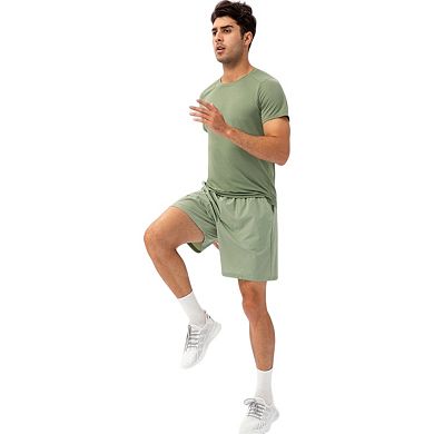 Mens Crew Neck Short Sleeve Active T-Shirt with Breathable Stretch Fabric for Sports and Training