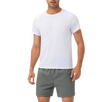 Mens Crew Neck Short Sleeve Active T-Shirt with Breathable Stretch Fabric for Sports and Training