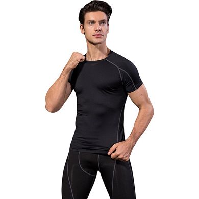 Mens Compression Short Sleeve Athletic T-Shirt with Moisture-Wicking Stretch Fabric