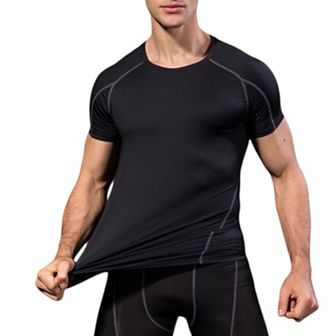 Mens Compression Short Sleeve Athletic T-Shirt with Moisture-Wicking Stretch Fabric