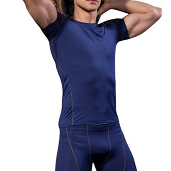 Mens Compression Short Sleeve Athletic T-Shirt with Moisture-Wicking Stretch Fabric