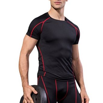 Mens Compression Short Sleeve Athletic T-Shirt with Moisture-Wicking Stretch Fabric