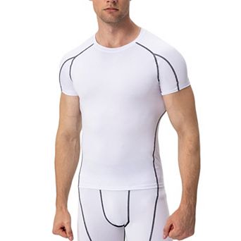 Mens Compression Short Sleeve Athletic T-Shirt with Moisture-Wicking Stretch Fabric
