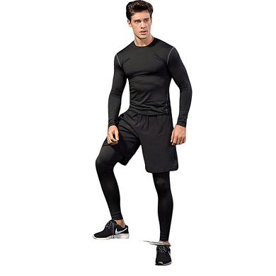 Mens 2-in-1 Athletic Training Shorts with Built-In Compression Leggings and Elastic Waistband