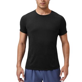 Mens Performance Crew Neck Athletic T-Shirt with Subtle Hex Pattern and Moisture-Wicking Fabric