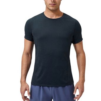 Mens Performance Crew Neck Athletic T-Shirt with Subtle Hex Pattern and Moisture-Wicking Fabric