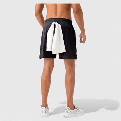 Mens Quick Dry Training Shorts with Elastic Waistband Adjustable Drawstring and Side Vents