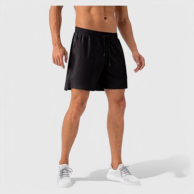 Mens Quick Dry Training Shorts with Elastic Waistband Adjustable Drawstring and Side Vents