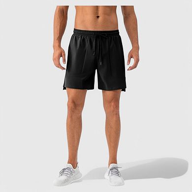 Mens Quick Dry Training Shorts with Elastic Waistband Adjustable Drawstring and Side Vents