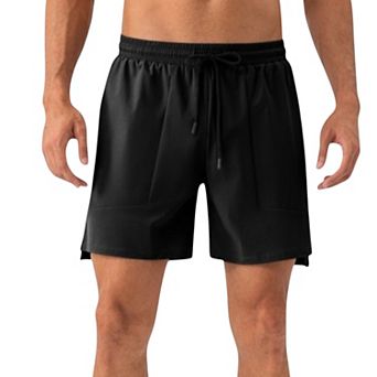 Mens Quick Dry Training Shorts with Elastic Waistband Adjustable Drawstring and Side Vents