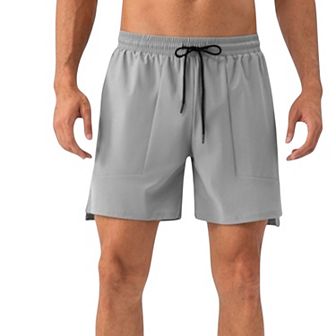 Mens Quick Dry Training Shorts with Elastic Waistband Adjustable Drawstring and Side Vents