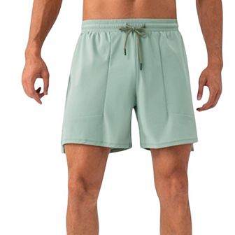 Mens Quick Dry Training Shorts with Elastic Waistband Adjustable Drawstring and Side Vents