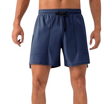 Mens Quick Dry Training Shorts with Elastic Waistband Adjustable Drawstring and Side Vents
