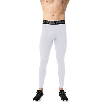 Mens Full Length Compression Leggings with Wide Waistband and Moisture-Wicking Stretch Fabric