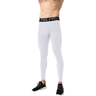 Mens Full Length Compression Leggings with Wide Waistband and Moisture-Wicking Stretch Fabric