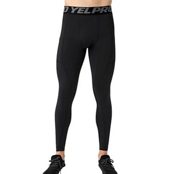 Mens Full Length Compression Leggings with Wide Waistband and Moisture-Wicking Stretch Fabric