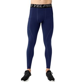 Mens Full Length Compression Leggings with Wide Waistband and Moisture-Wicking Stretch Fabric