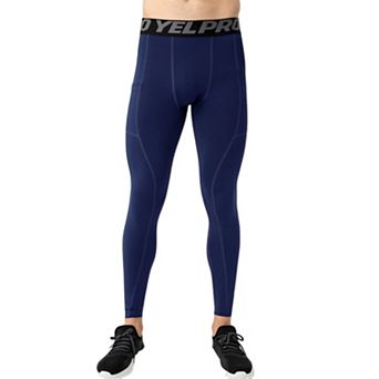 Mens Full Length Compression Leggings with Wide Waistband and Moisture-Wicking Stretch Fabric