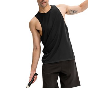 Mens Muscle Workout Tank Top with Deep Armholes and Lightweight Breathable Fabric