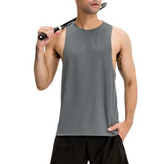 Mens Muscle Workout Tank Top with Deep Armholes and Lightweight Breathable Fabric