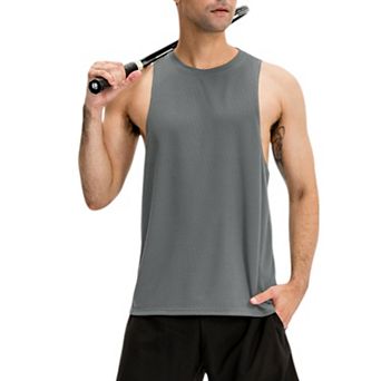 Mens Muscle Workout Tank Top with Deep Armholes and Lightweight Breathable Fabric