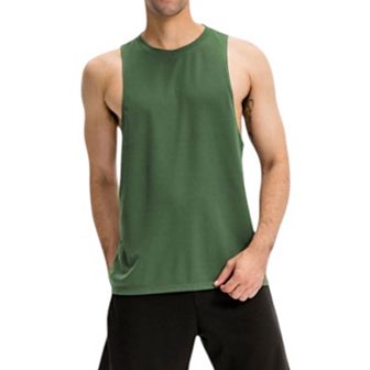 Mens Muscle Workout Tank Top with Deep Armholes and Lightweight Breathable Fabric