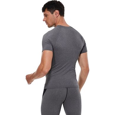 Mens Compression Short Sleeve T-Shirt in Stretch Heather Fabric for Performance and Training