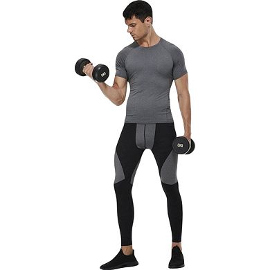 Mens Compression Short Sleeve T-Shirt in Stretch Heather Fabric for Performance and Training