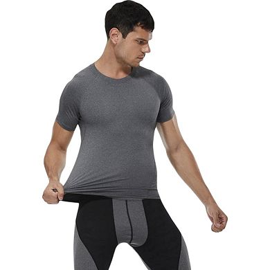 Mens Compression Short Sleeve T-Shirt in Stretch Heather Fabric for Performance and Training