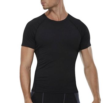Mens Compression Short Sleeve T-Shirt in Stretch Heather Fabric for Performance and Training