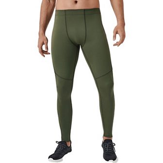 Mens Full-Length Compression Leggings with Side Pockets and Stretch Moisture-Wicking Fabric