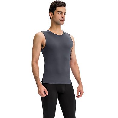 Mens Sleeveless Compression Tank Top with Smooth Stretch Fabric for Athletic Performance