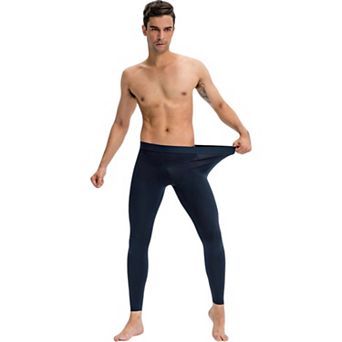 Mens Full Length Seamless Compression Leggings with Smooth Wide Waistband and Second-Skin Fit