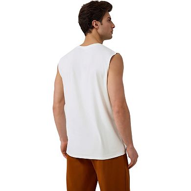 Mens Sleeveless Crew Neck Ribbed Tank Top with Relaxed Fit and Stretch Fabric