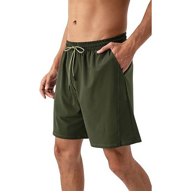 Mens Lightweight Athletic Training Shorts with Elastic Waistband and Adjustable Drawstring Fit