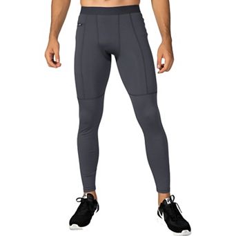 Mens Full Length Active Compression Leggings with Supportive Panel Stitching and Wide Waistband