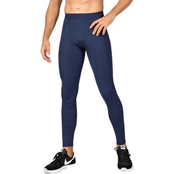 Mens Full Length Active Compression Leggings with Supportive Panel Stitching and Wide Waistband