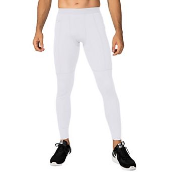 Mens Full Length Active Compression Leggings with Supportive Panel Stitching and Wide Waistband