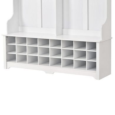 60.00 inch Hall Tree with Hooks, Storage Cubbies, and Top Shelf