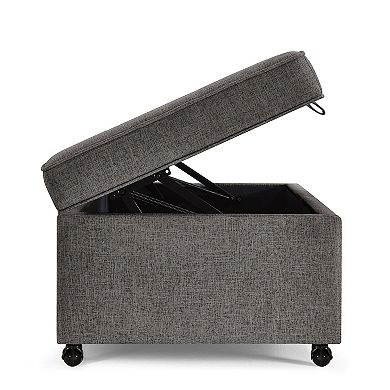 45.00 inches Upholstered Storage Ottoman with Hinged Lid and Rolling Casters